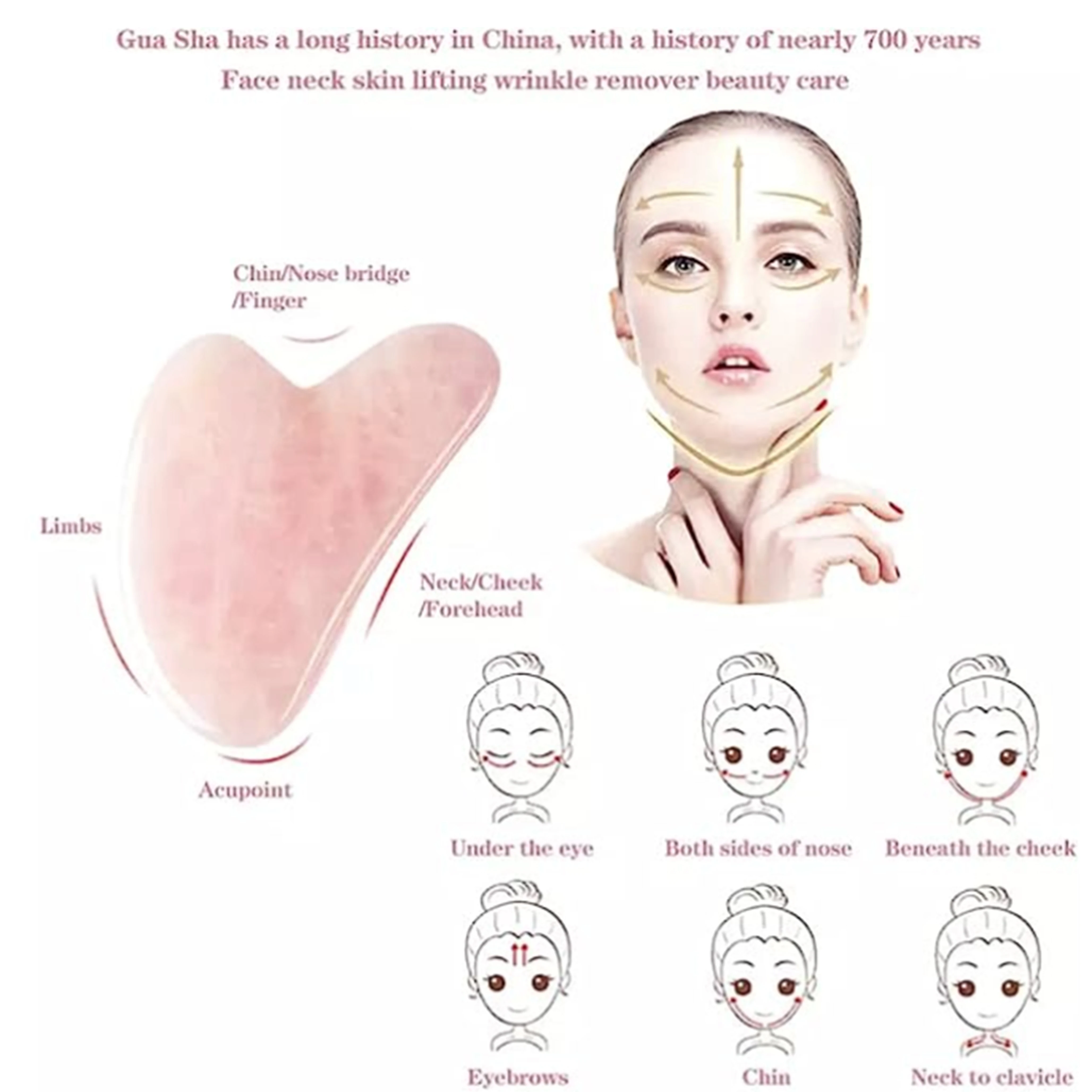 Rose Quartz Gua Sha For Face M - Jade Gua Sha Tool avaliação e preço